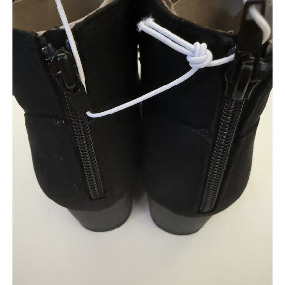 Justice Black Silver Buckle Wedge Booties Zip Up Girls’ Ankle Boots Shoes Size 4 - Picture 7 of 8